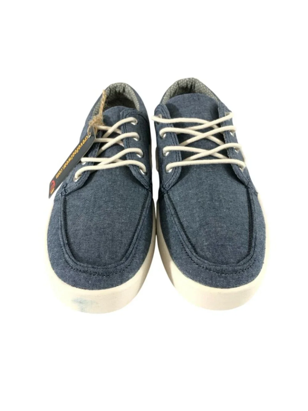 Crevo Mens Boat Shoes Blue Canvas Lace Up Size 8